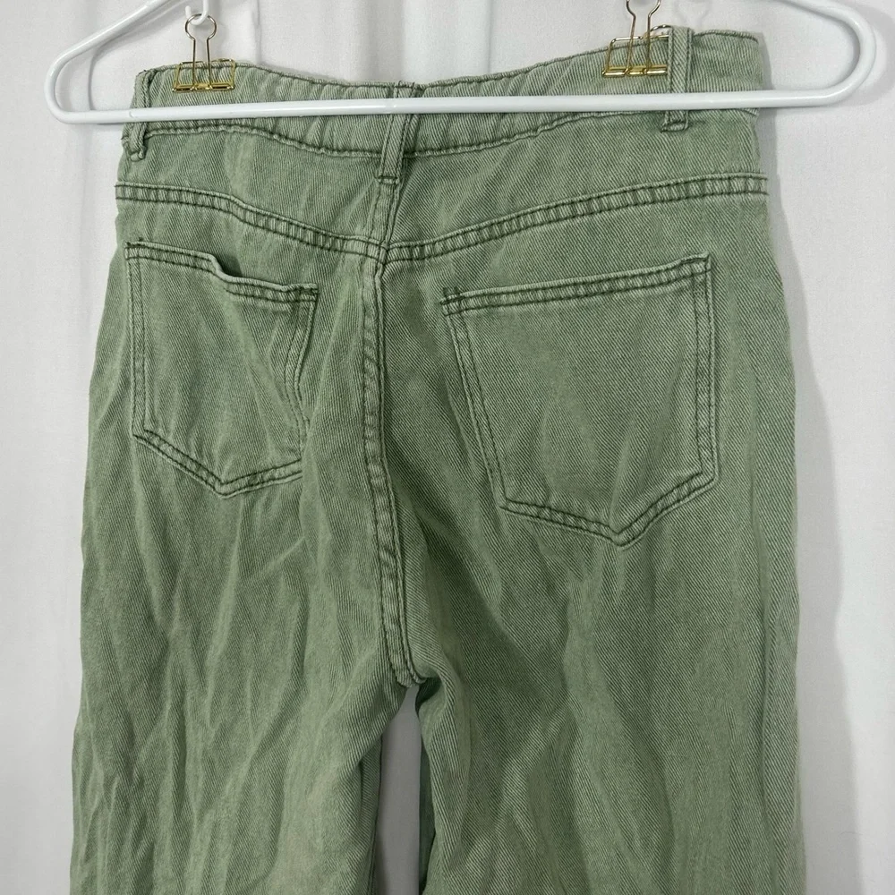 SHEIN wide leg Green Denim Jeans pockets S - Picture 4 of 10
